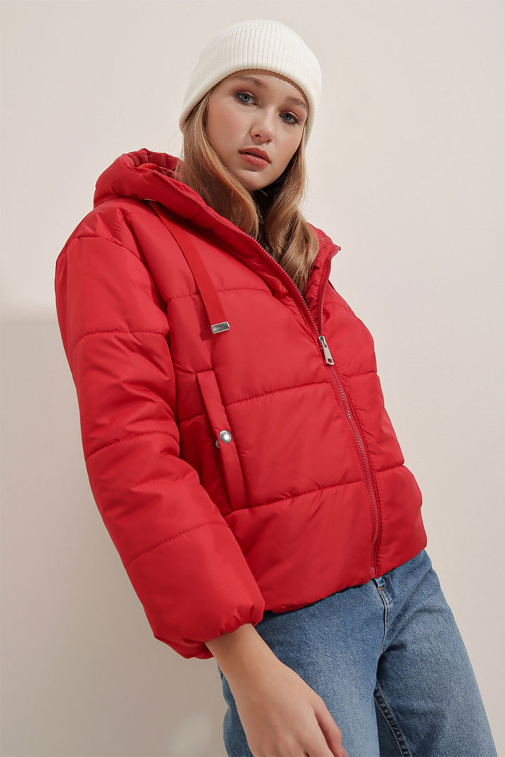 BGD Women Hooded Inflatable Jacket - Red - Ragusa