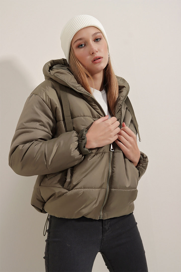 BGD Women Hooded Inflatable Jacket - Khaki - Guiseley