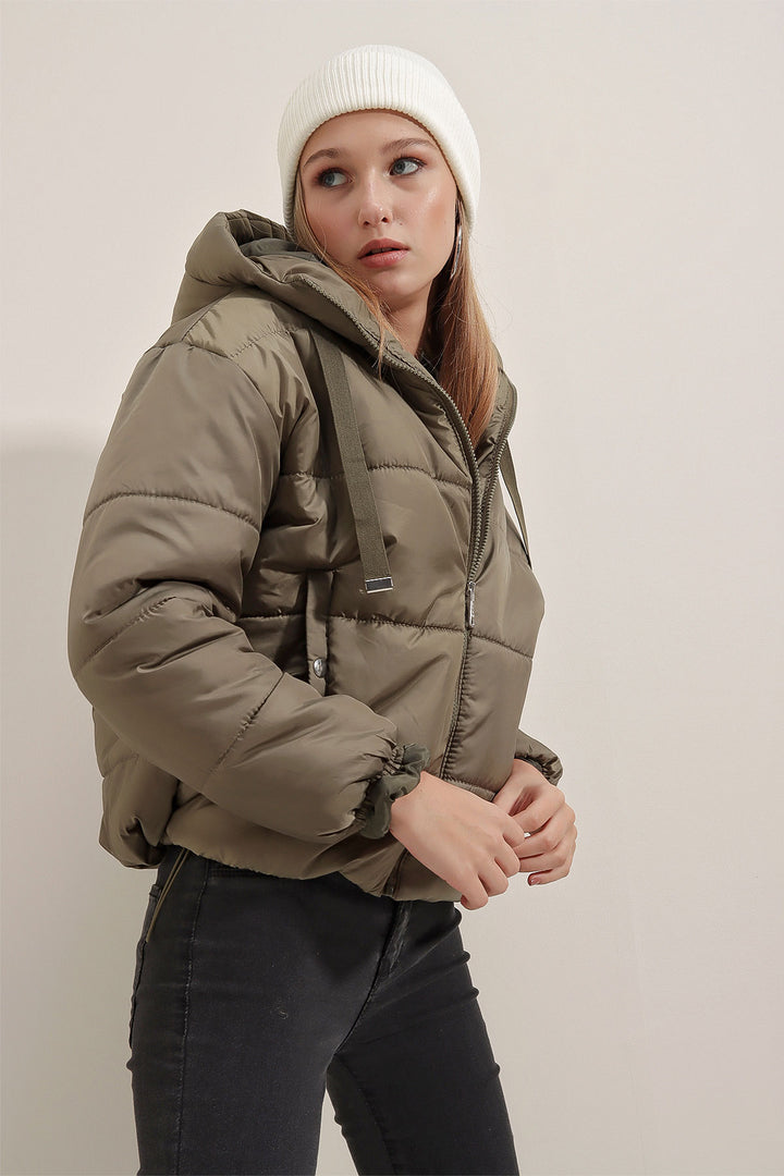 BGD Women Hooded Inflatable Jacket - Khaki - Guiseley