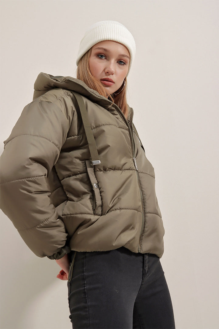 BGD Women Hooded Inflatable Jacket - Khaki - Guiseley