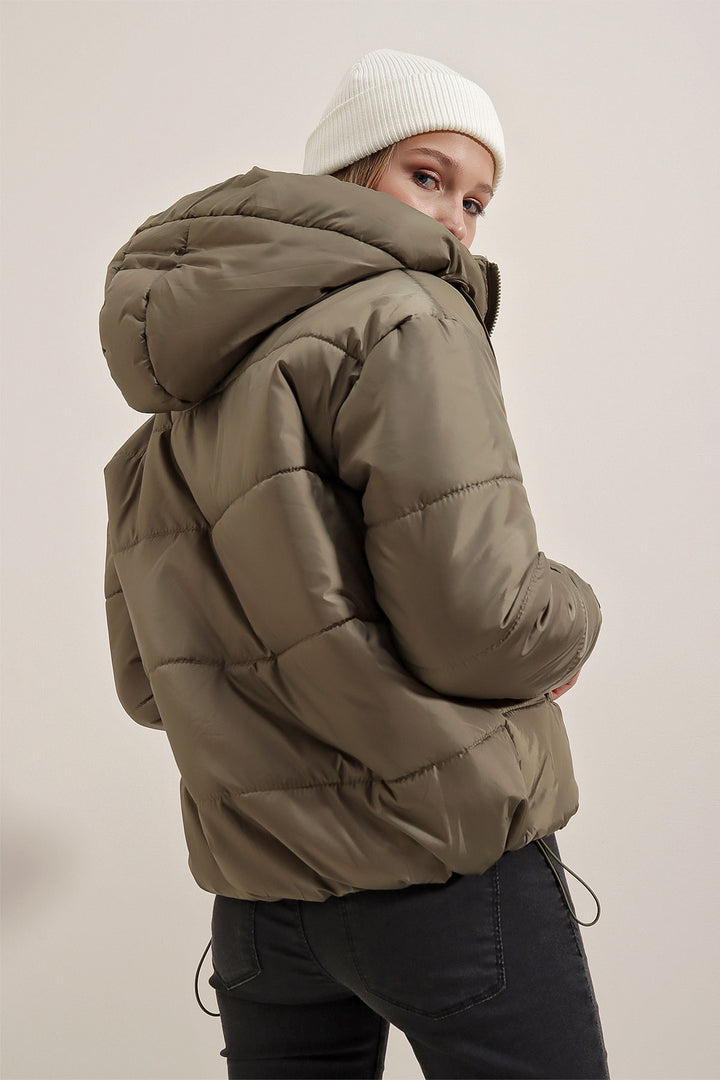 BGD Women Hooded Inflatable Jacket - Khaki - Guiseley