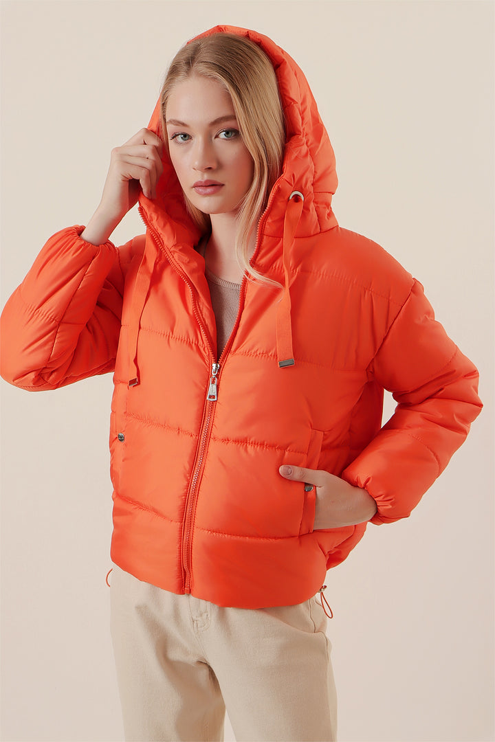 BGD Women Hooded Inflatable Jacket - Orange - Algeciras
