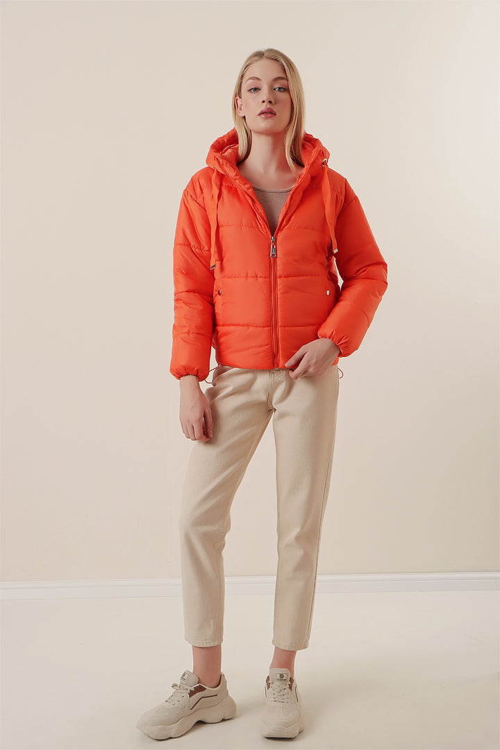 BGD Women Hooded Inflatable Jacket - Orange - Algeciras