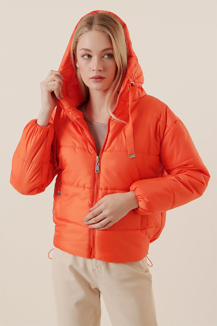 BGD Women Hooded Inflatable Jacket - Orange - Algeciras
