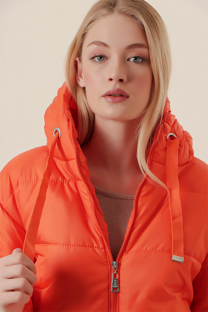 BGD Women Hooded Inflatable Jacket - Orange - Algeciras