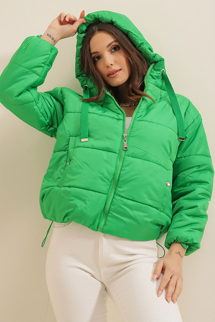 BGD Women Hooded Inflatable Jacket - Green - Porto