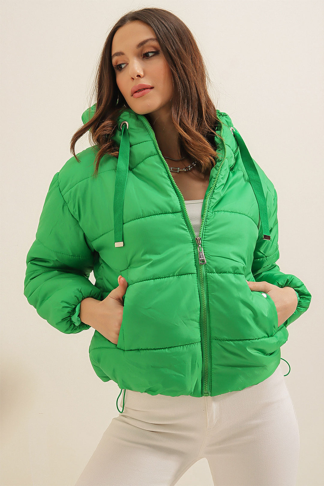 BGD Women Hooded Inflatable Jacket - Green - Porto