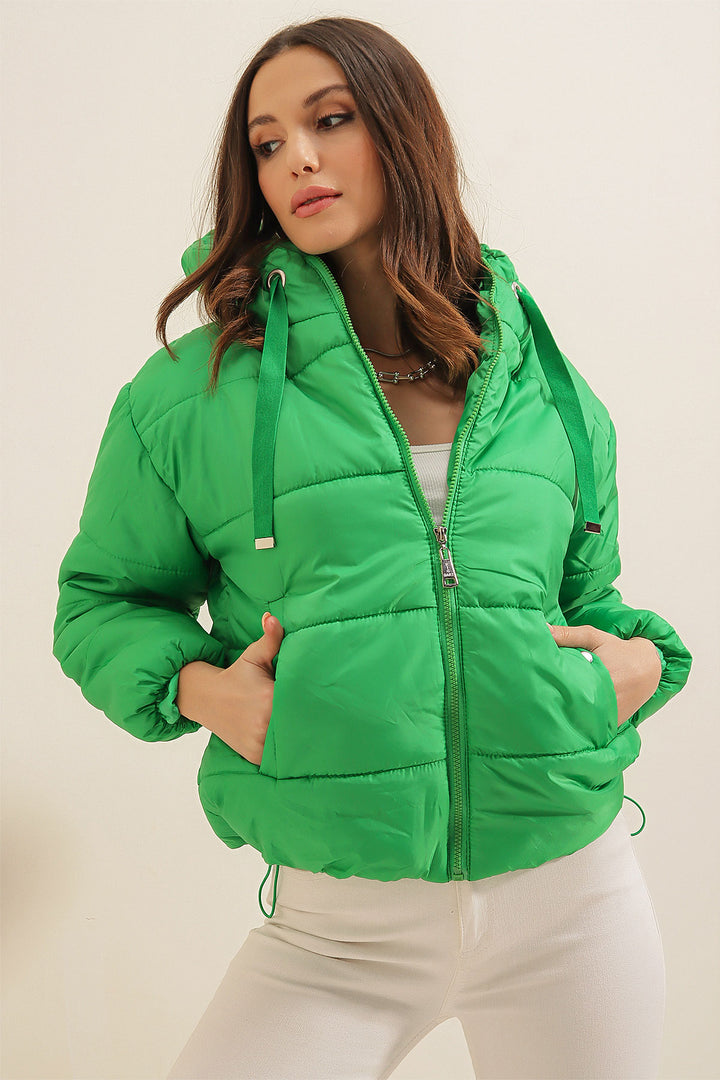 BGD Women Hooded Inflatable Jacket - Green - Porto