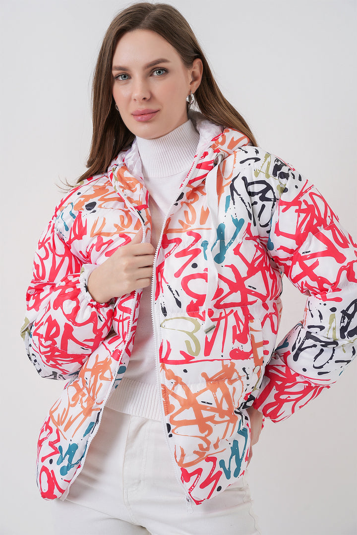 BGD Women Patterned Puffer Jacket - Off-White - Neumünster