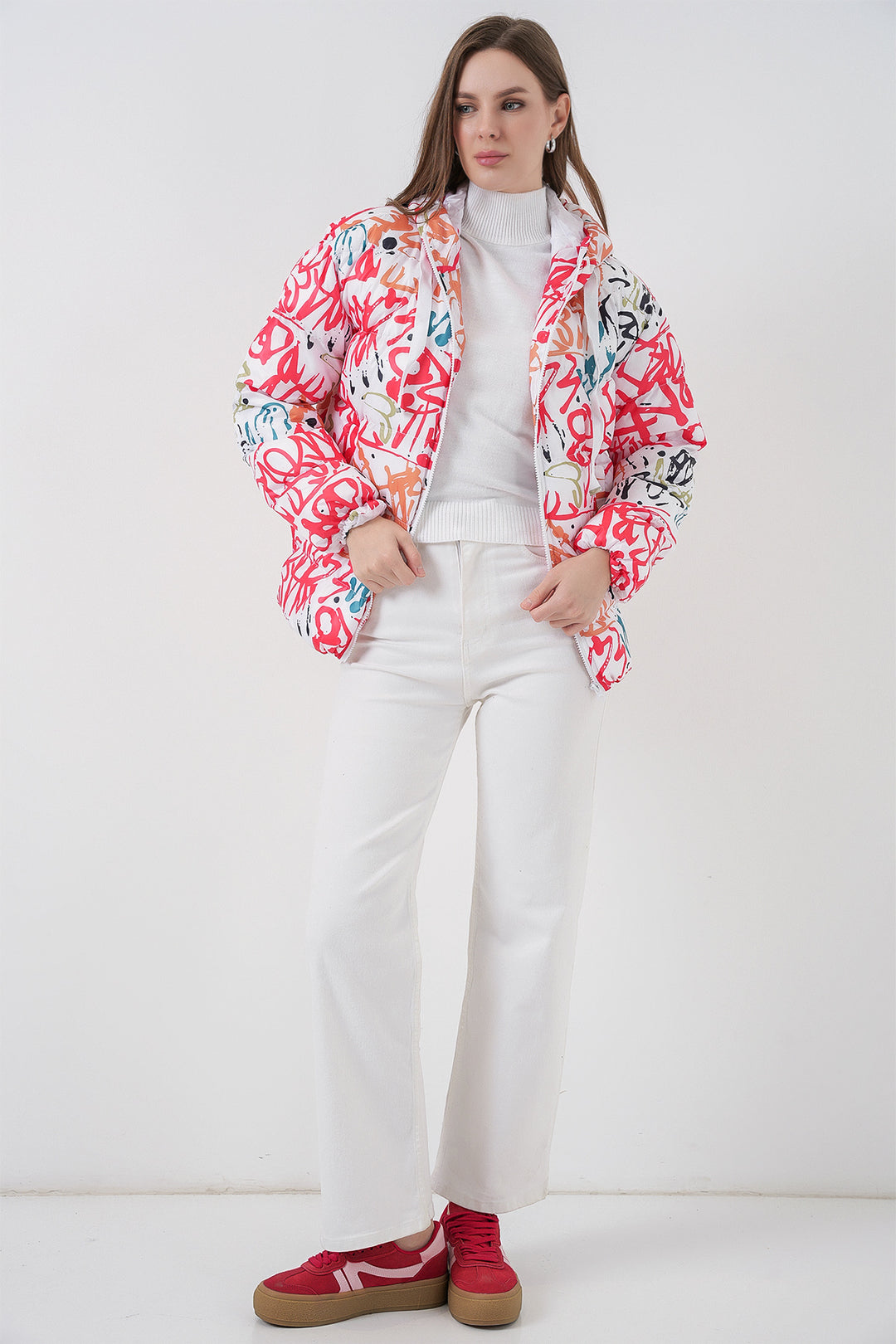 BGD Women Patterned Puffer Jacket - Off-White - Neumünster