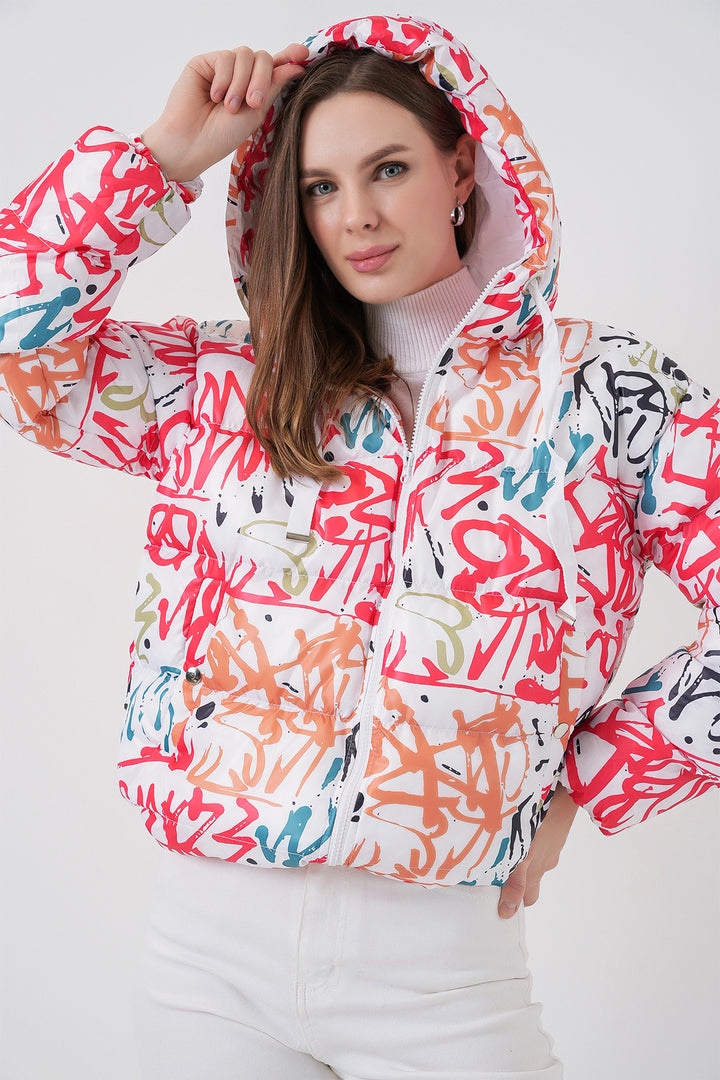 BGD Women Patterned Puffer Jacket - Off-White - Neumünster