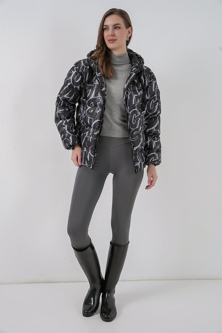 BGD Women Patterned Puffer Jacket - White - Bradford