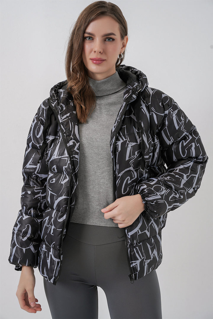 BGD Women Patterned Puffer Jacket - White - Bradford