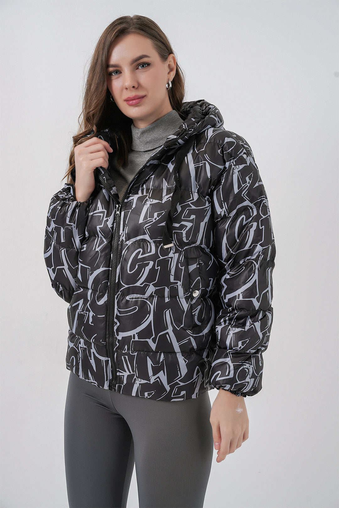 BGD Women Patterned Puffer Jacket - White - Bradford