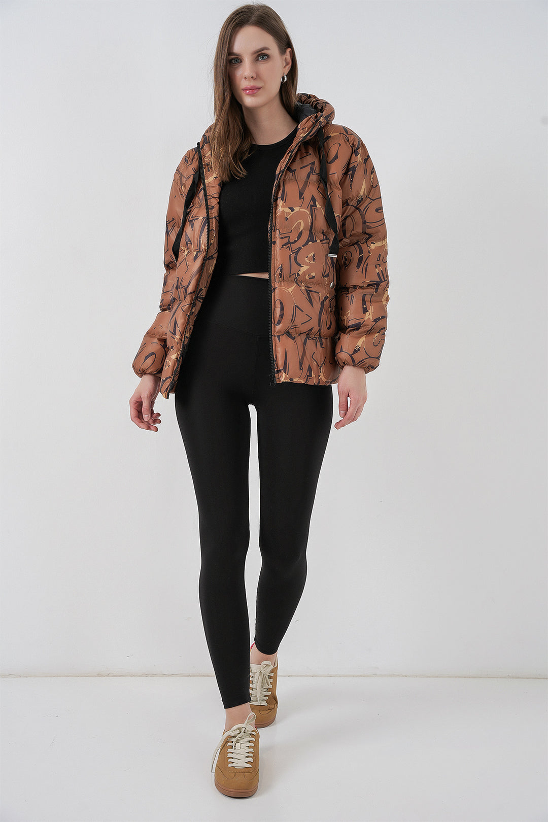 BGD Women Patterned Puffer Jacket - Mustard - Zamora