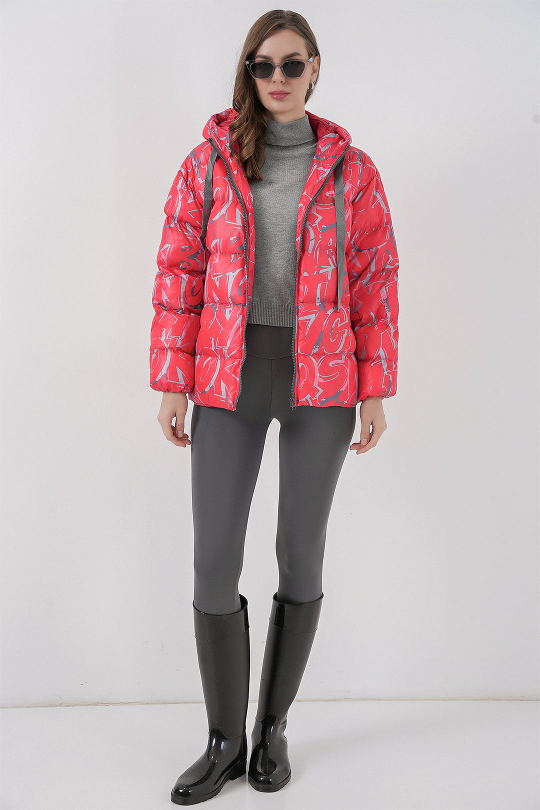 BGD Women Patterned Puffer Jacket - Red - Torrelavega