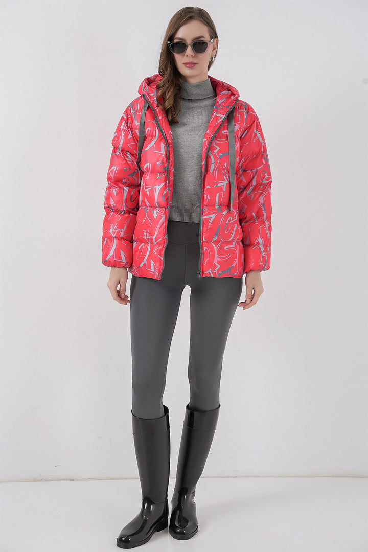 BGD Women Patterned Puffer Jacket - Red - Torrelavega