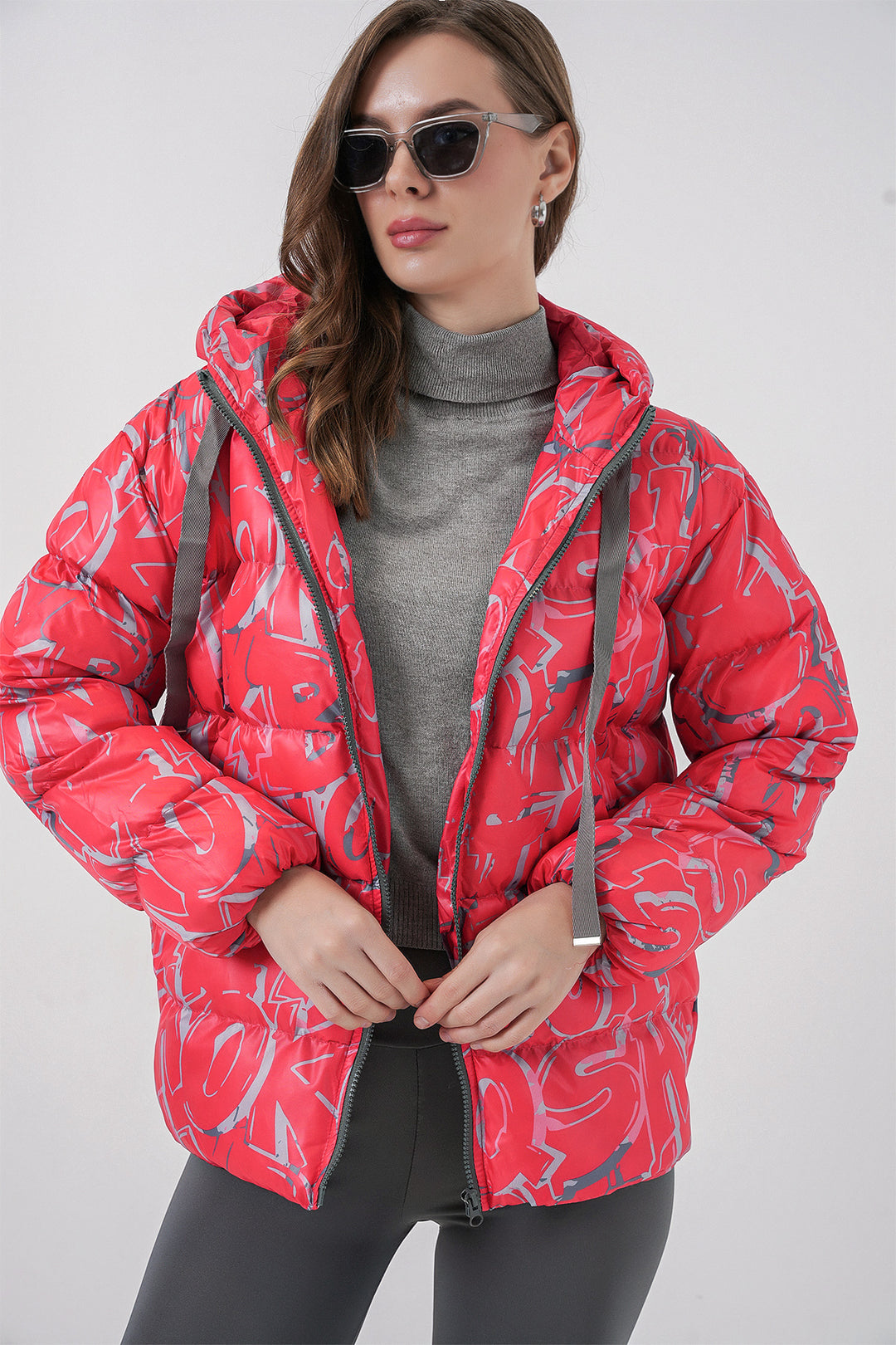 BGD Women Patterned Puffer Jacket - Red - Torrelavega