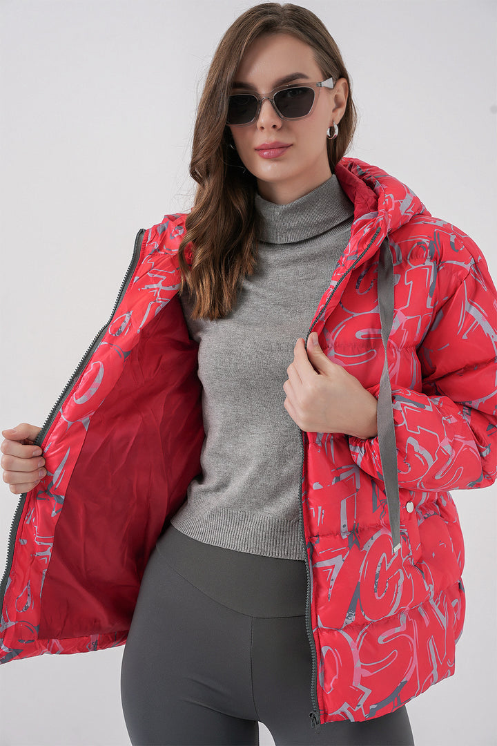 BGD Women Patterned Puffer Jacket - Red - Torrelavega