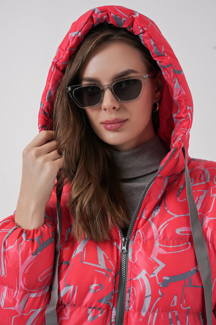 BGD Women Patterned Puffer Jacket - Red - Torrelavega