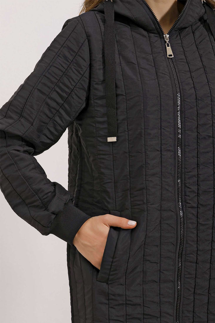 BGD Women Quilted Long Coat - Color Black - Dornbirn