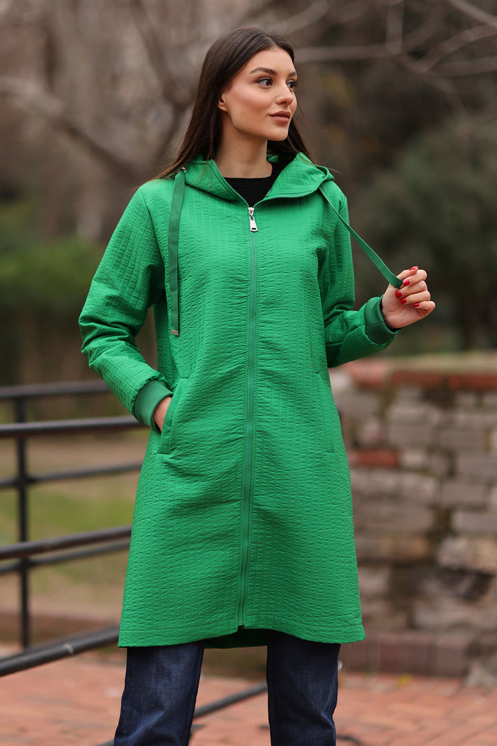 BGD Women Quilted Long Coat - Dark Green - Avondale