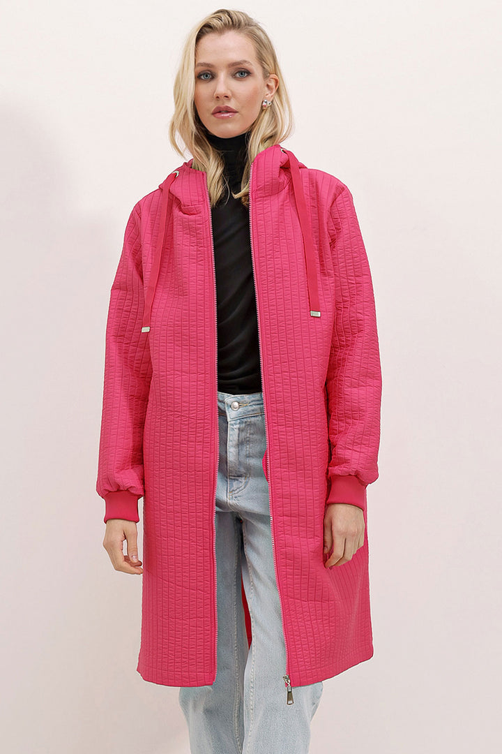 BGD Women Quilted Long Coat - Fuchsia - Avondale