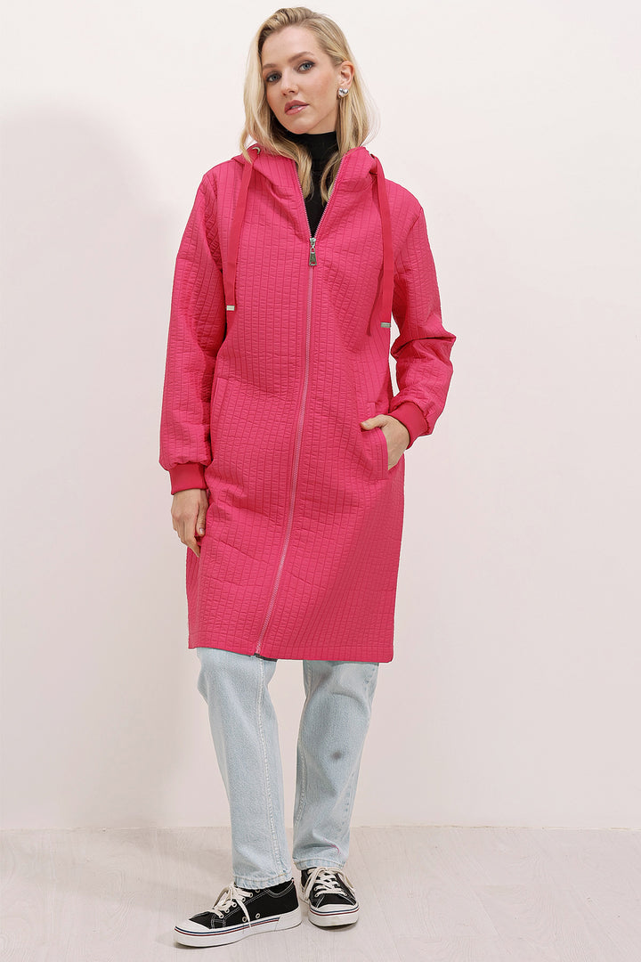 BGD Women Quilted Long Coat - Fuchsia - Avondale