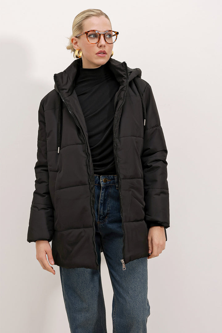 BGD Women Hooded Oversized Puffer Coat - Black - Davenport