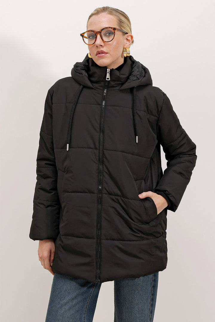 BGD Women Hooded Oversized Puffer Coat - Black - Davenport