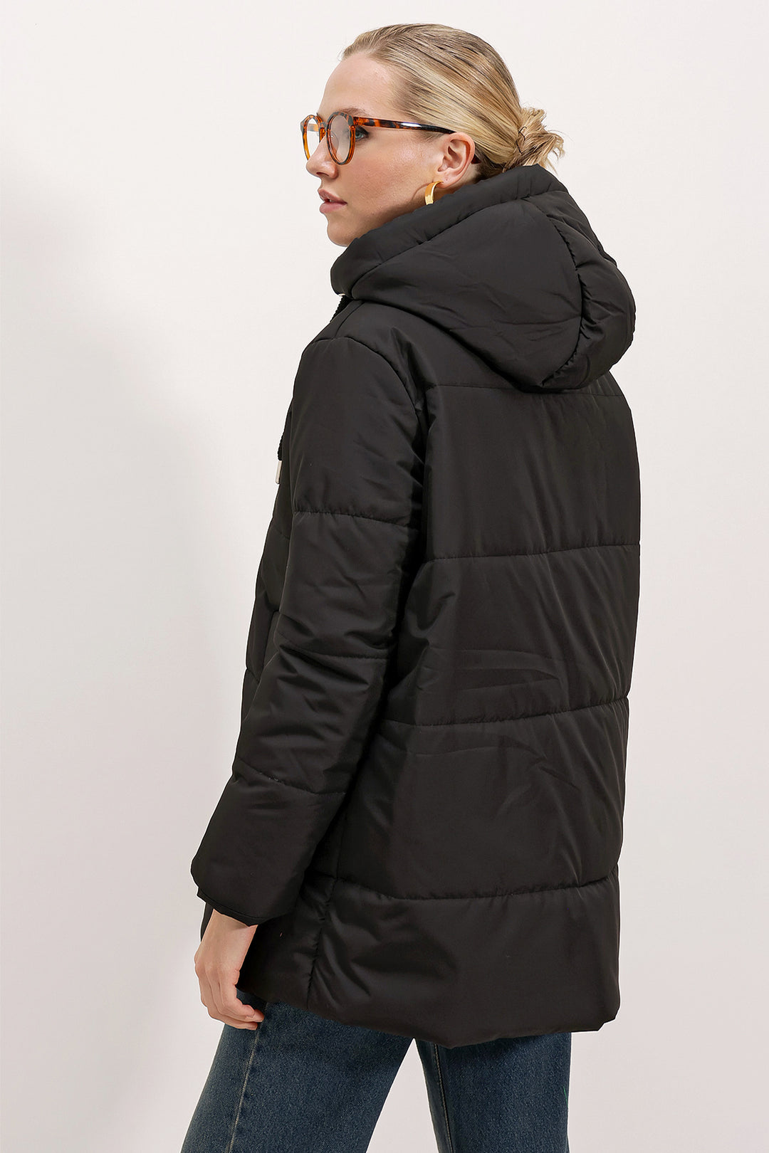 BGD Women Hooded Oversized Puffer Coat - Black - Davenport