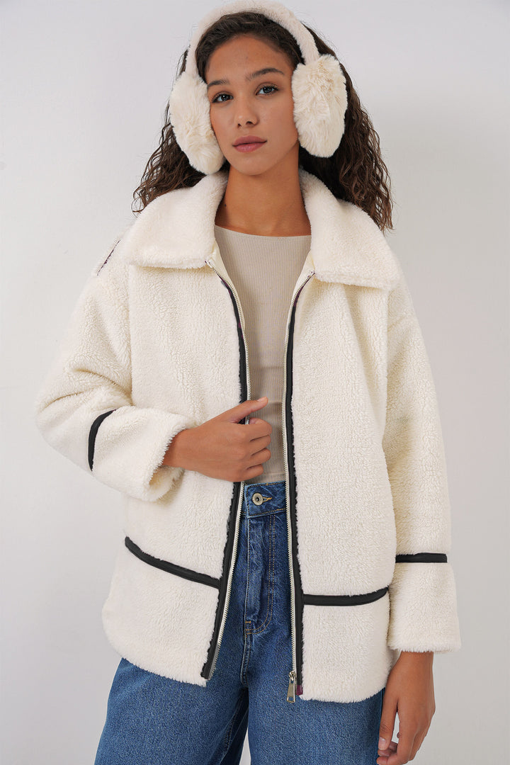 BGD Women Padded Plush Jacket - Ecru - Carlisle