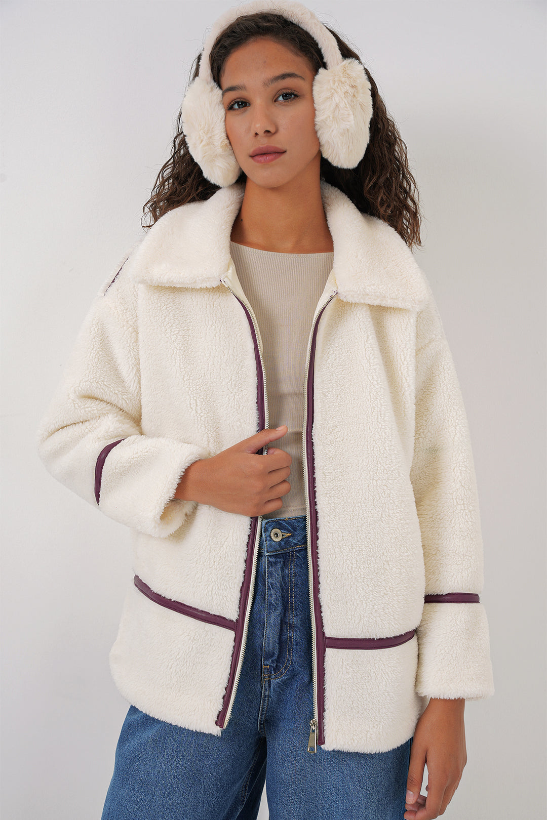 BGD Women Lined Plush Jacket - Purple - Salon-de-Provence