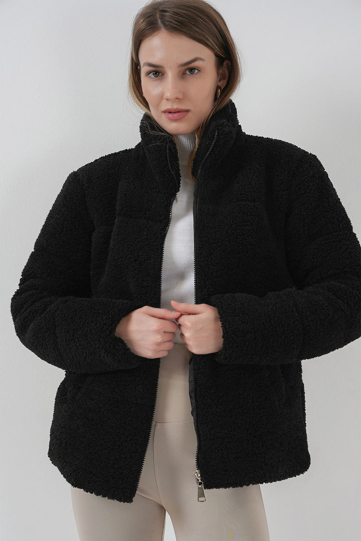 BGD Women Quilted Plush Jacket - Black - Myrhorod