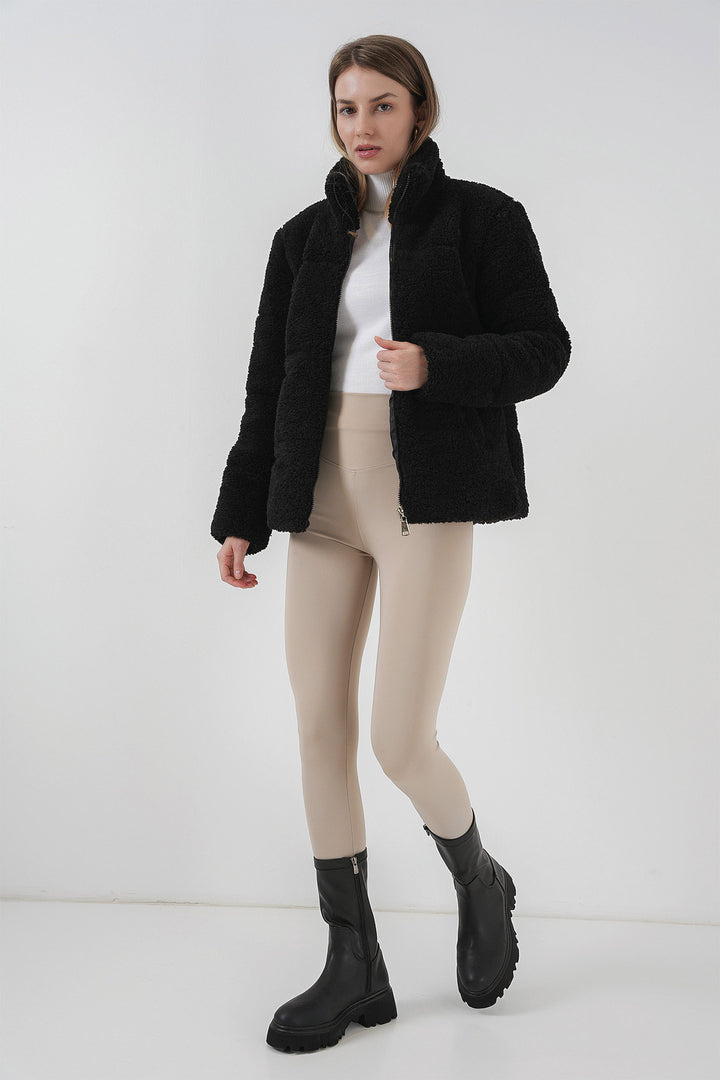 BGD Women Quilted Plush Jacket - Black - Myrhorod
