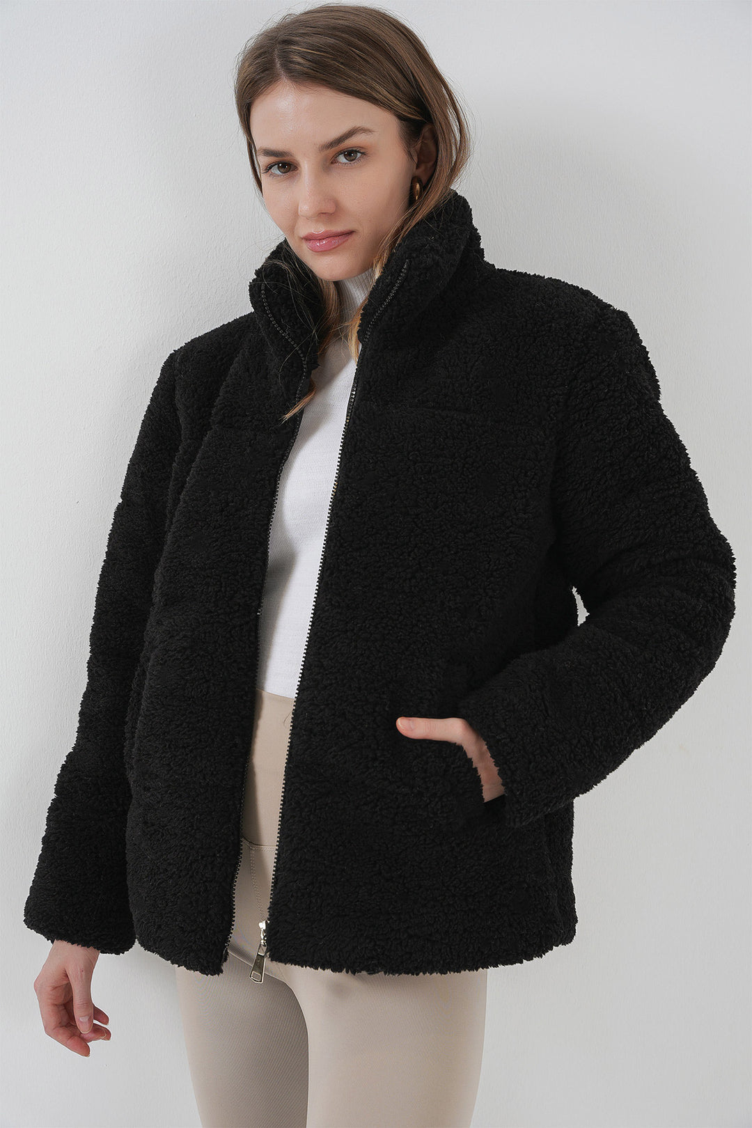 BGD Women Quilted Plush Jacket - Black - Myrhorod