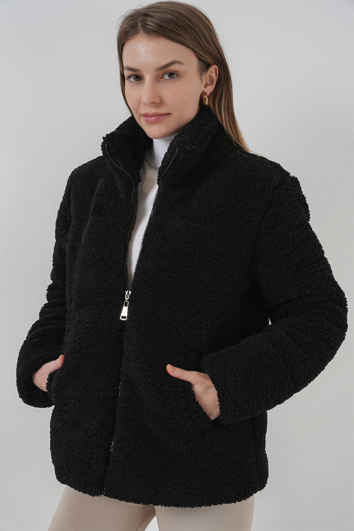BGD Women Quilted Plush Jacket - Black - Myrhorod