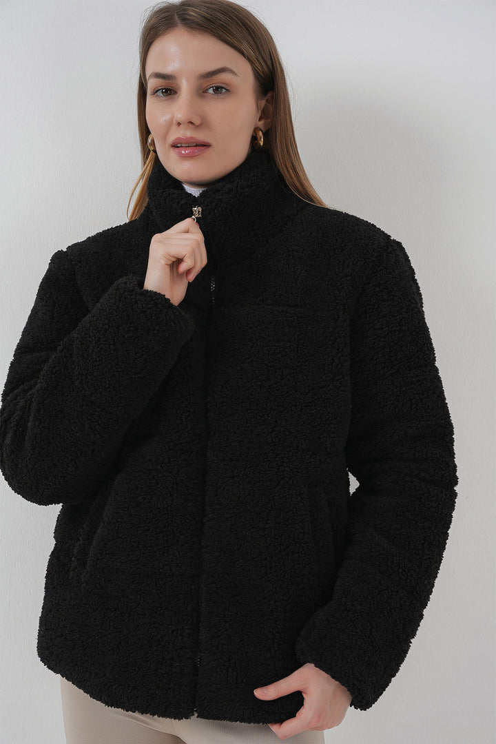 BGD Women Quilted Plush Jacket - Black - Myrhorod