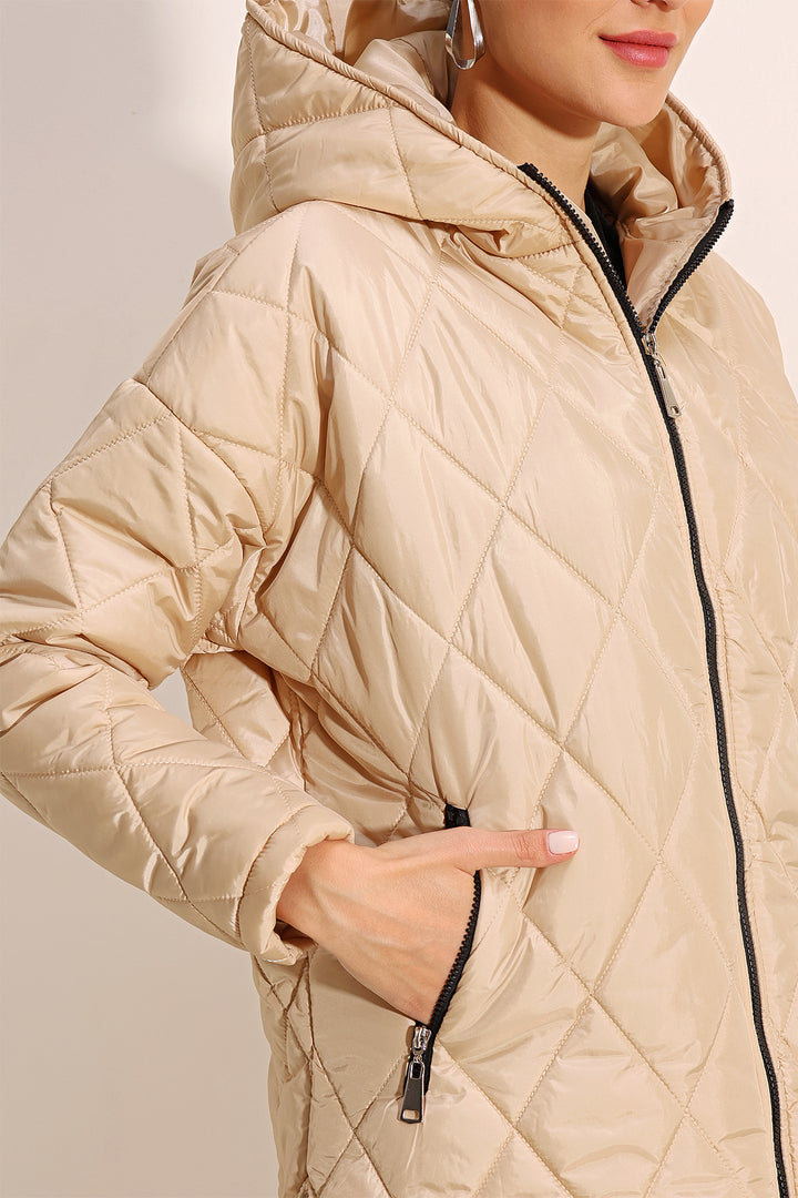BGD Women Hooded Quilted Jacket - Beige - Avondale