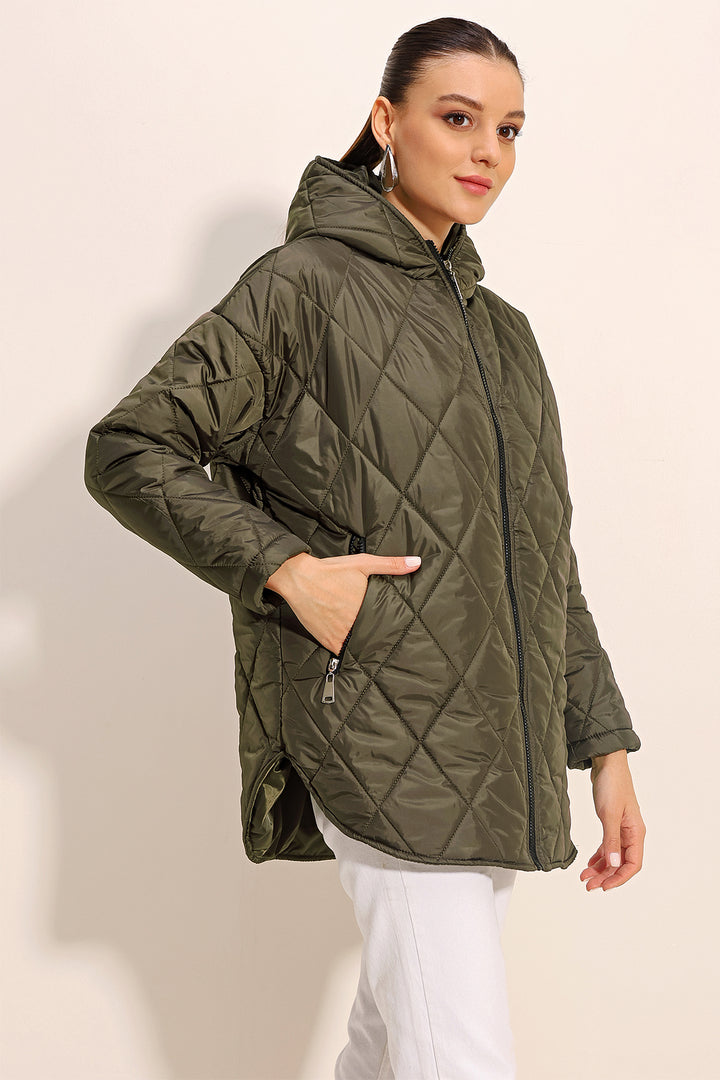 BGD Women Hooded Quilted Jacket - Khaki - Newark