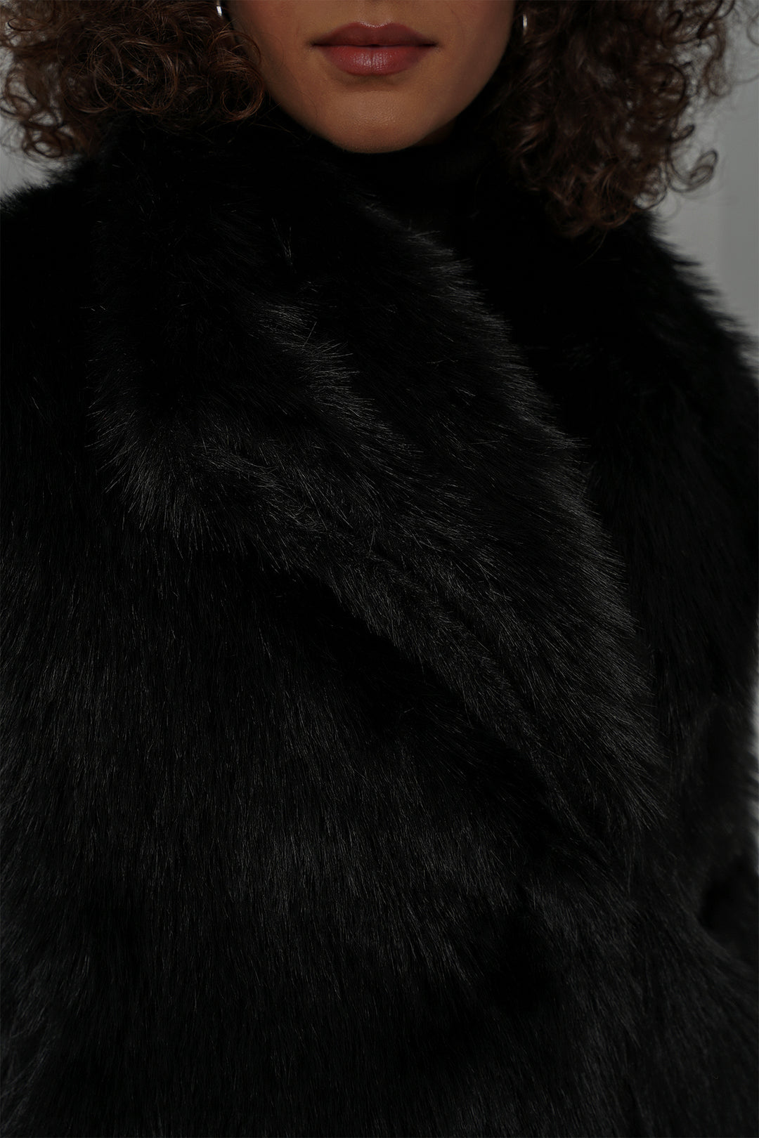 BGD Women Double-Breasted Plush Fur Coat - Black - Wayne