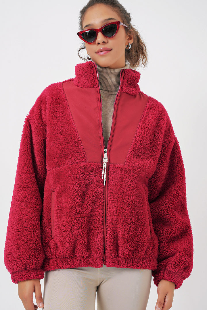 BGD Women Women's Plush Jacket - Burgundy - Newton