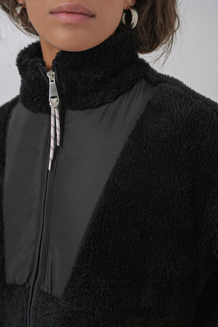 BGD Women Women's Plush Jacket Coat - Dark Black - Oxford