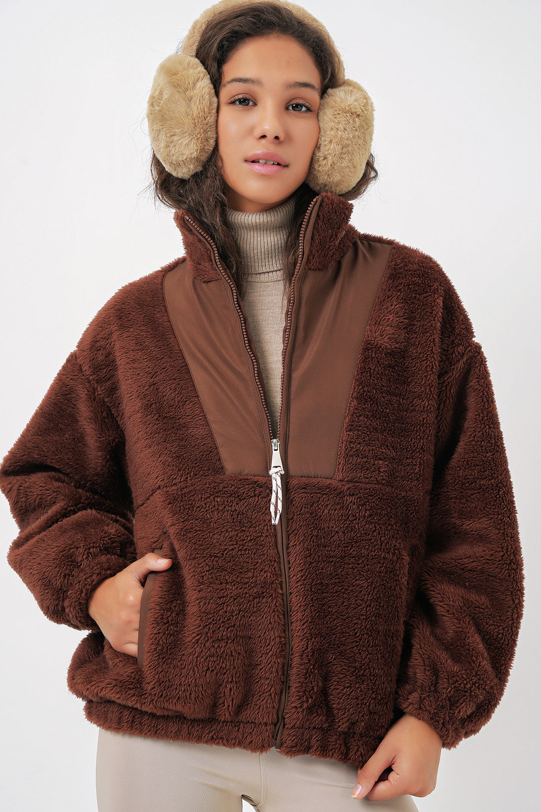 BGD Women Kadın Peluş Mont Ceket - Kahverengi - Tilburg