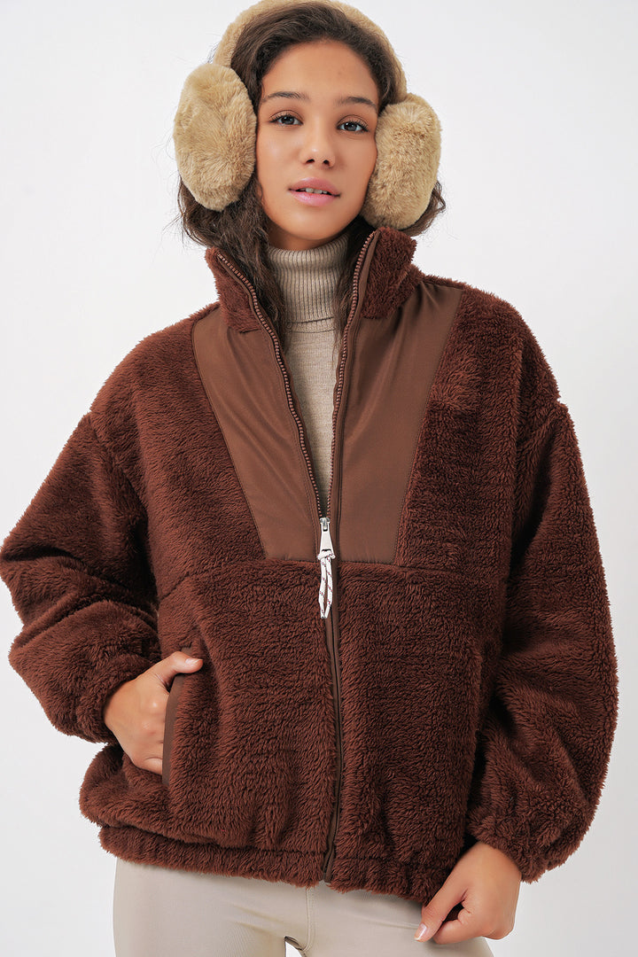BGD Women Kadın Peluş Mont Ceket - Kahverengi - Tilburg