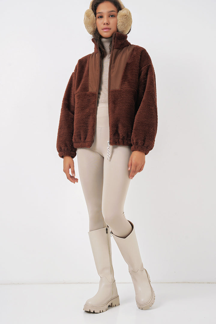 BGD Women Kadın Peluş Mont Ceket - Kahverengi - Tilburg