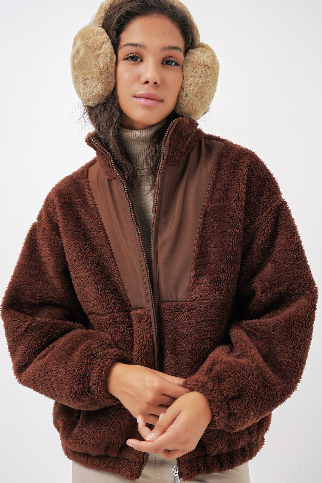 BGD Women Kadın Peluş Mont Ceket - Kahverengi - Tilburg