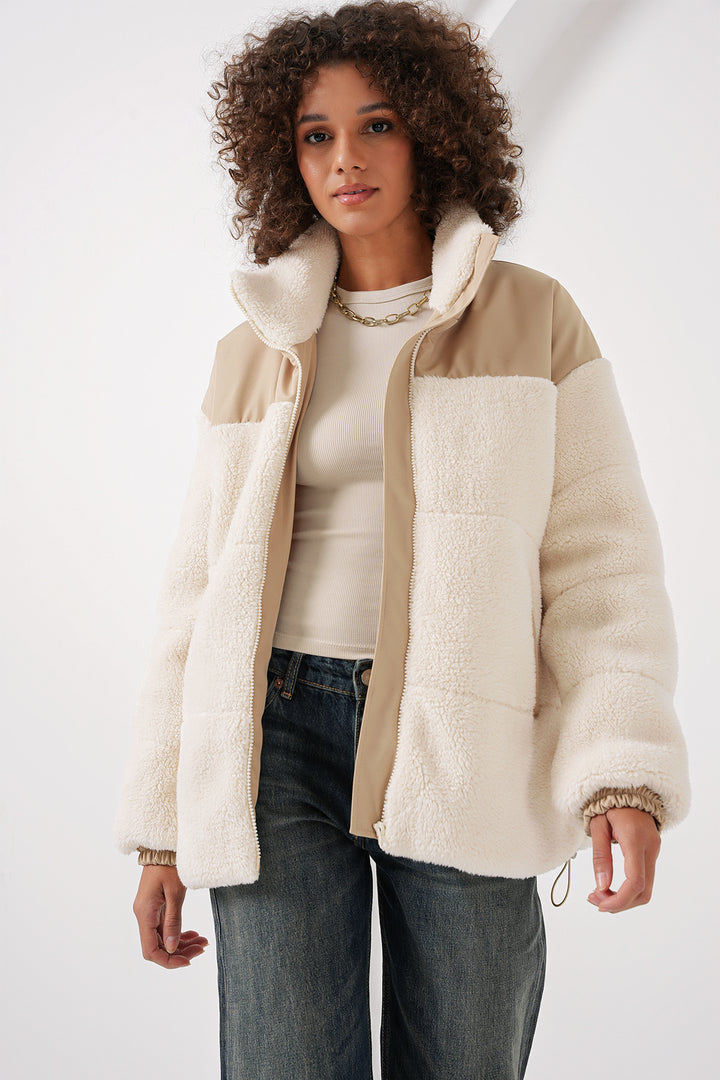 BGD Women Inflatable Plush Jacket - Ecru - Woburn