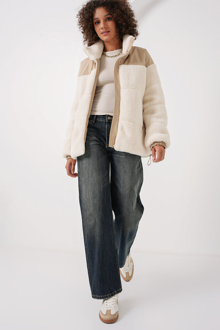 BGD Women Inflatable Plush Jacket - Ecru - Woburn