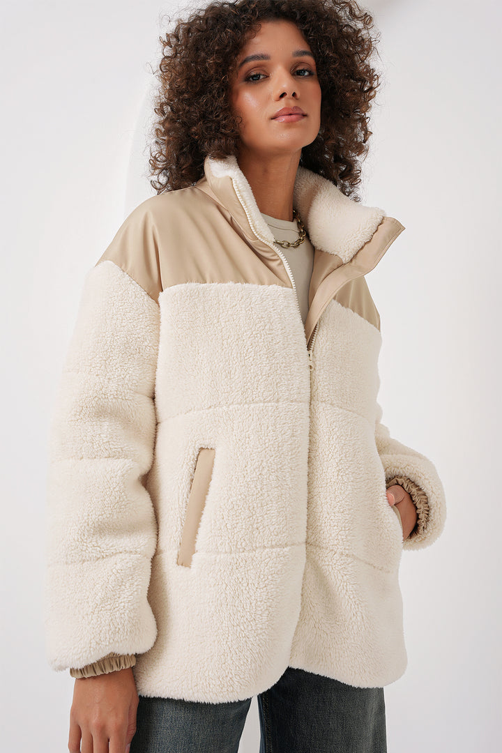 BGD Women Inflatable Plush Jacket - Ecru - Woburn